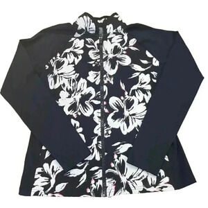 Lauren Ralph Lauren Active Jacket Womens Petite Small White Floral Full Zip